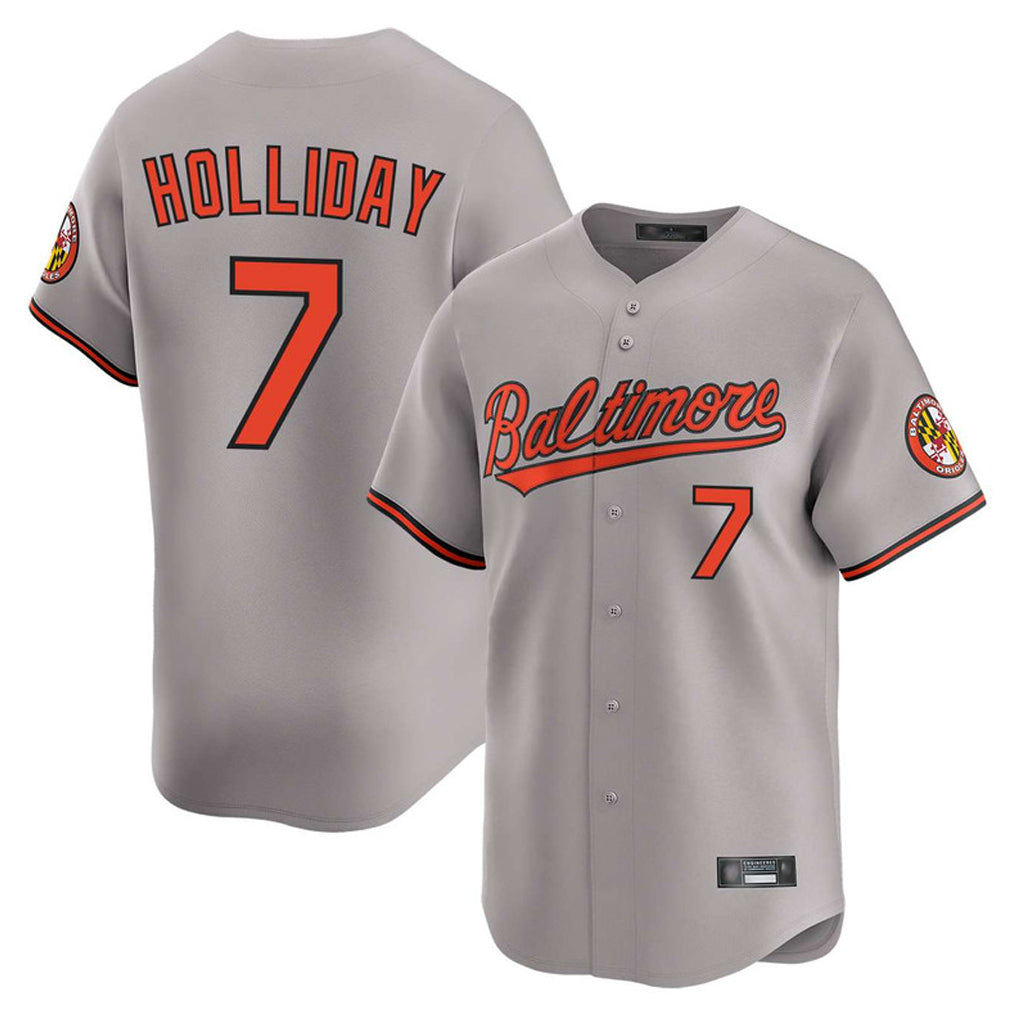 B.Orioles #7 Jackson Holliday Player Gray Limited Home Game Edoa Stitched Jerseys