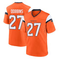 D.Broncos #27 J.K. Dobbins Player Orange Home Game Edoa Stitched Jerseys