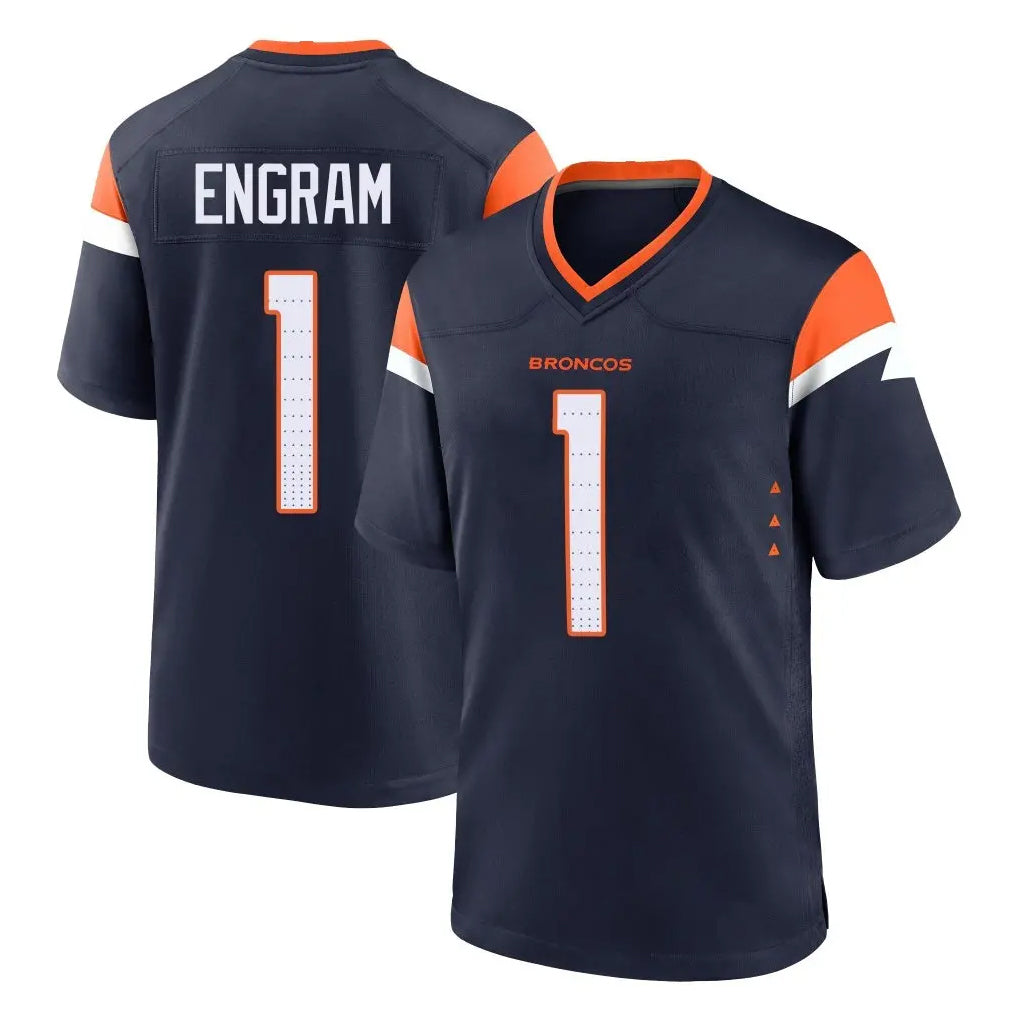 D.Broncos #1 Evan Engram Player Navy Home Game Edoa Stitched Jerseys