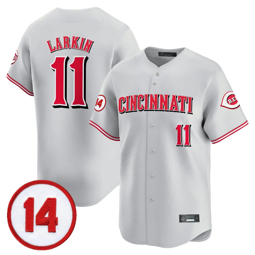 C.Reds #11 Barry Larkin Player Gray Vapor Premier Limited Home Edoa Stitched Jerseys