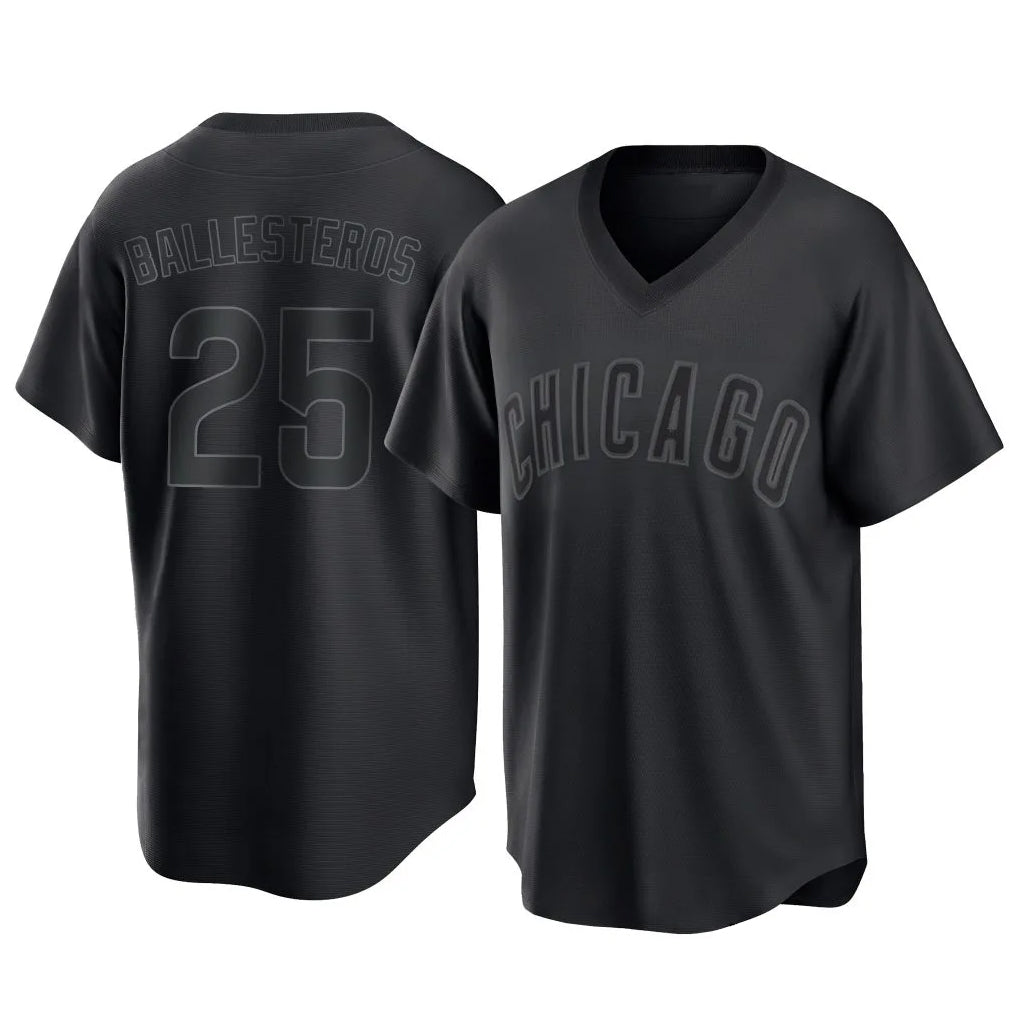 C.Cubs #25 Mois¨¦s Ballesteros Player Black T-shirt Home Game Edoa Stitched Jerseys