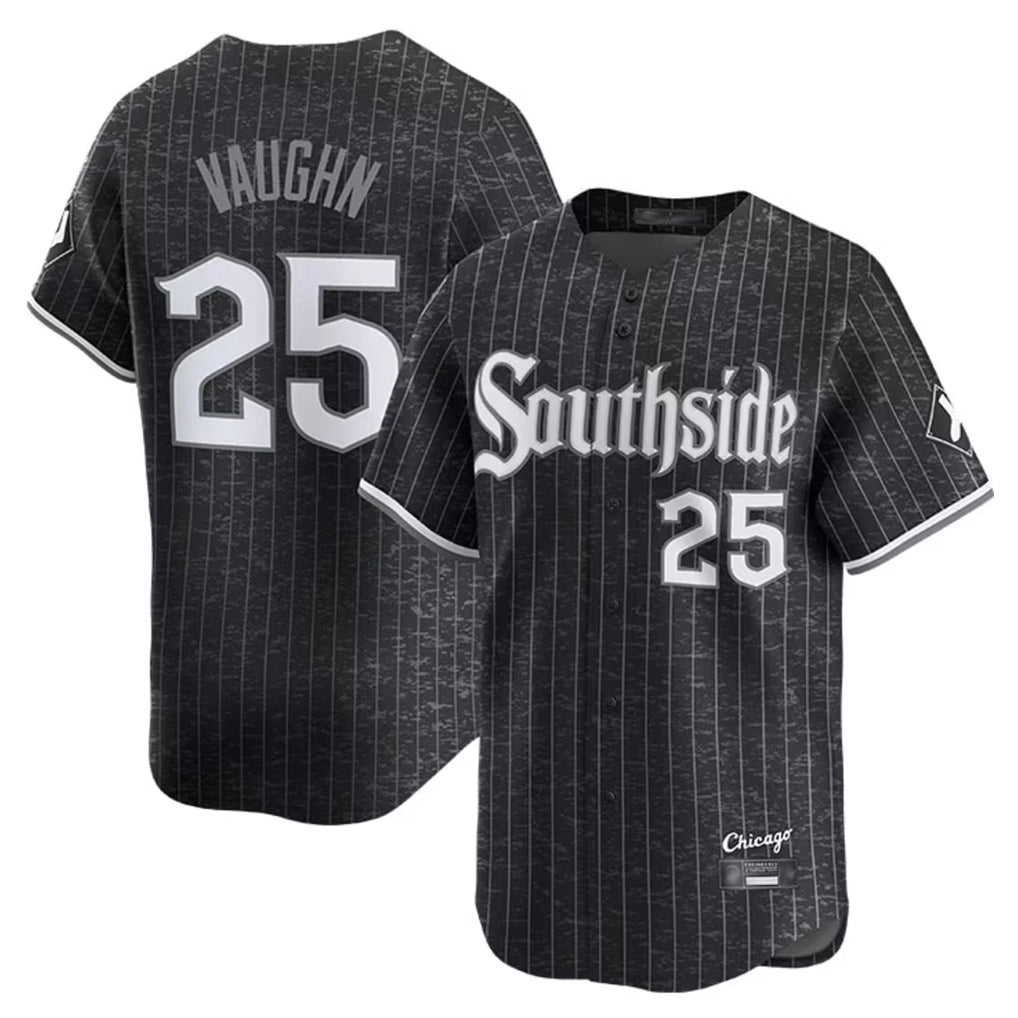 C.White Sox #25 Andrew Vaughn Player Black City Connect Limited Home Edoa Stitched Jerseys