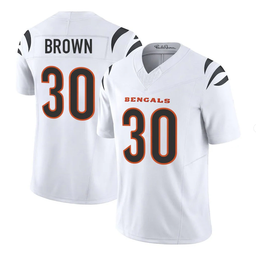 C.Bengals #30 Chase Brown Player White Vapor F.U.S.E. Limited Home Game Edoa Stitched Jerseys