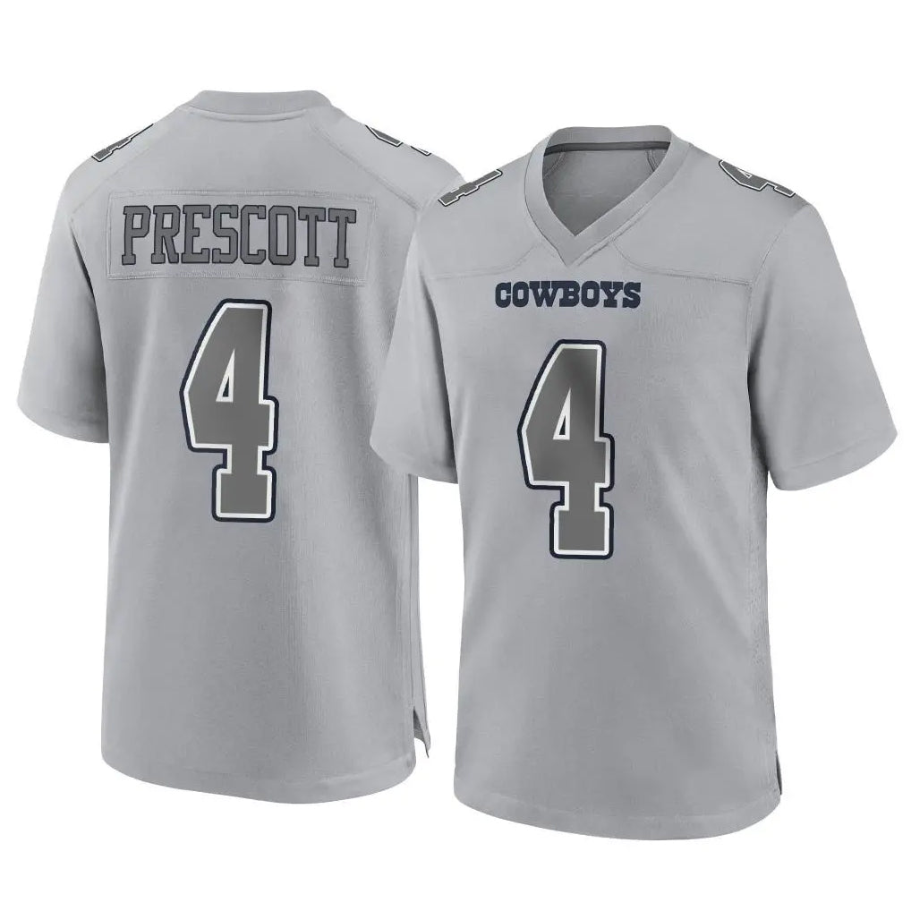 D.Cowboys #4 Dak Prescott Player Gray Atmosphere Fashion Home Game Edoa Stitched Jerseys