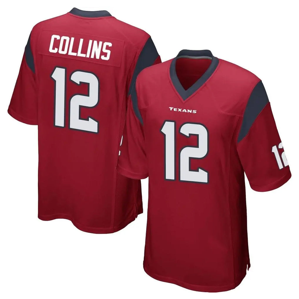 H.Texans #12 Nico Collins Player Red Home Game Edoa Stitched Jerseys