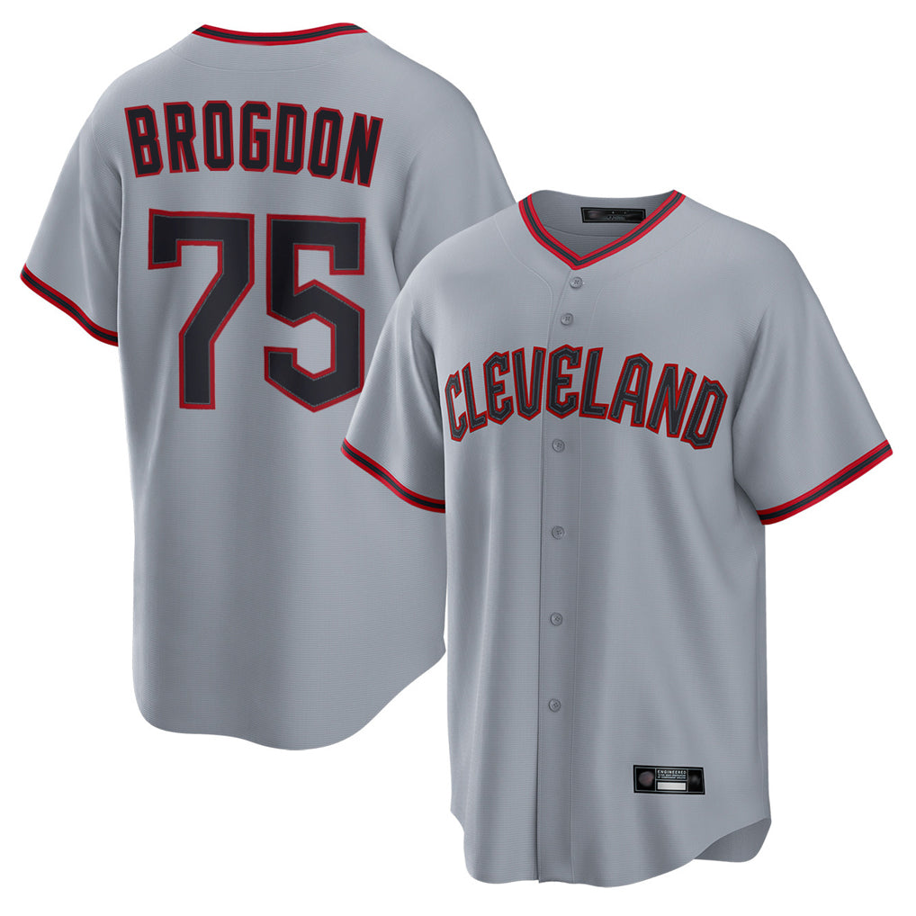 C.Guardians #75 Connor Brogdon Player Gray Home Game Edoa Stitched Jerseys