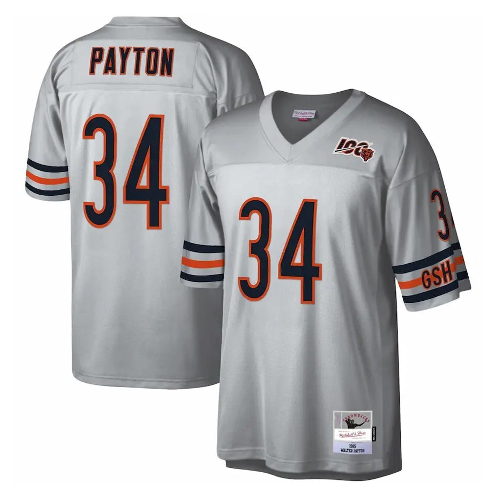 C.Bears #34 Walter Payton Player Silver Mitchell & Ness Legacy Replica Edoa Stitched Jerseys