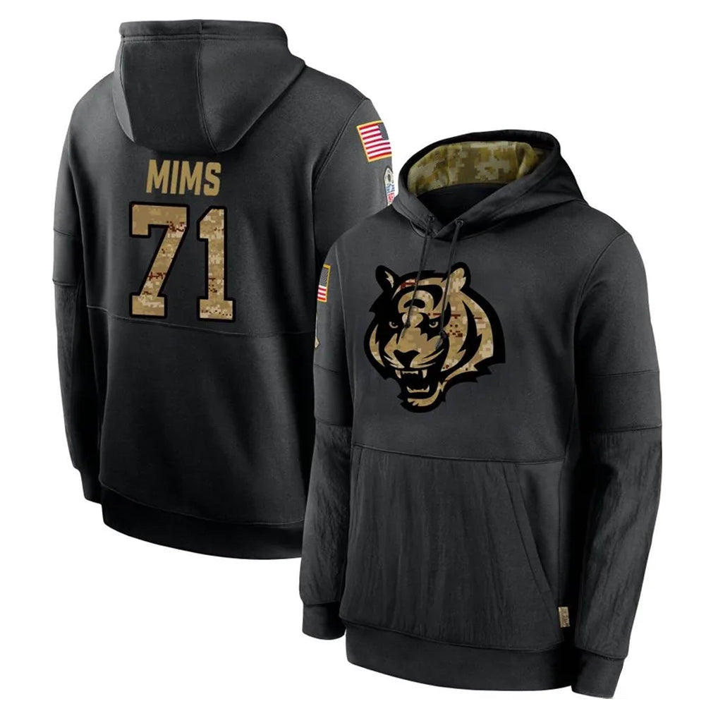 C.Bengals #71 Amarius Mims Player Black Salute to Service Pullover Hoodies Limited Edoa Stitched Jerseys
