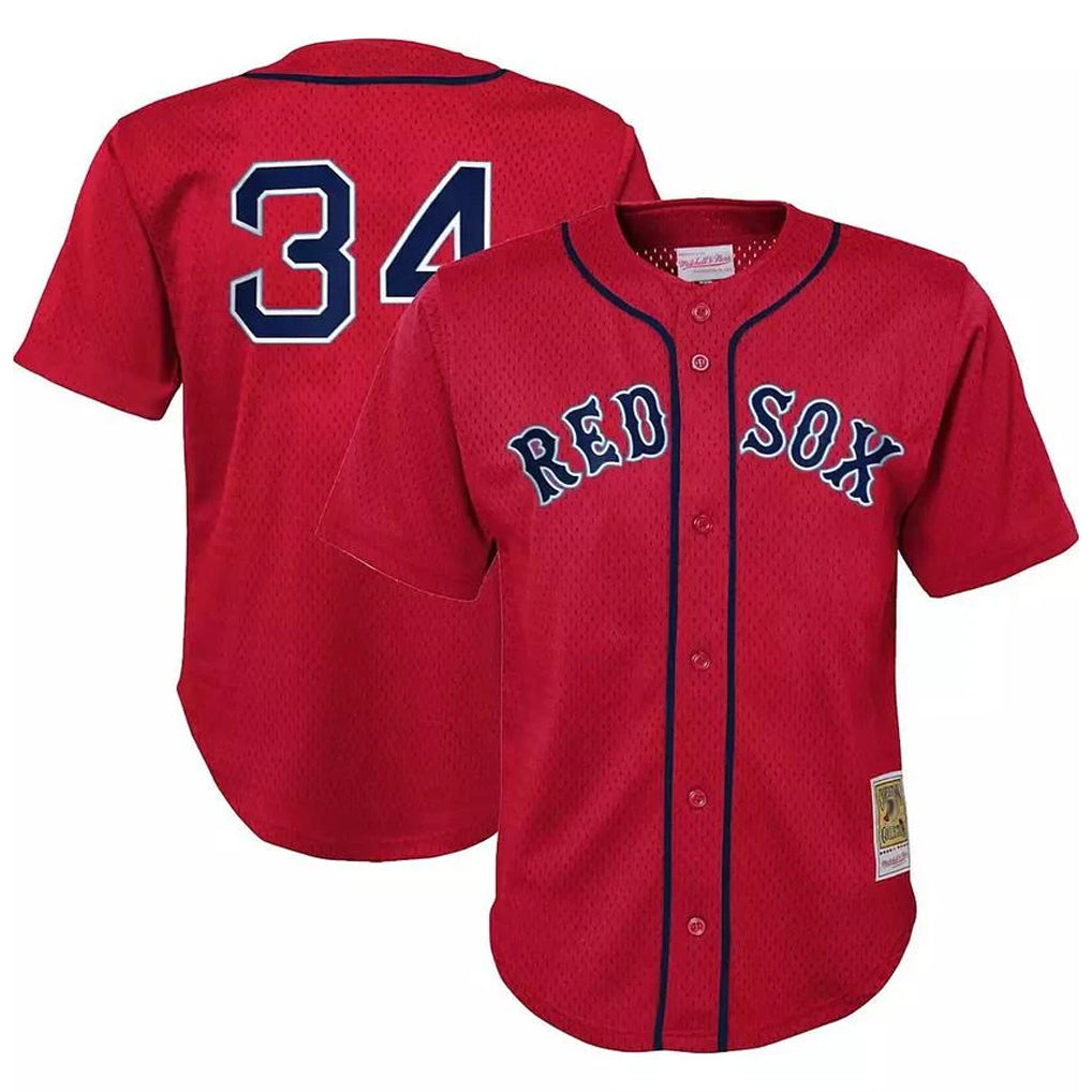 B.Red Sox #34 David Ortiz Player Red Mitchell & Ness Cooperstown Collection Mesh Home Edoa Stitched Jerseys