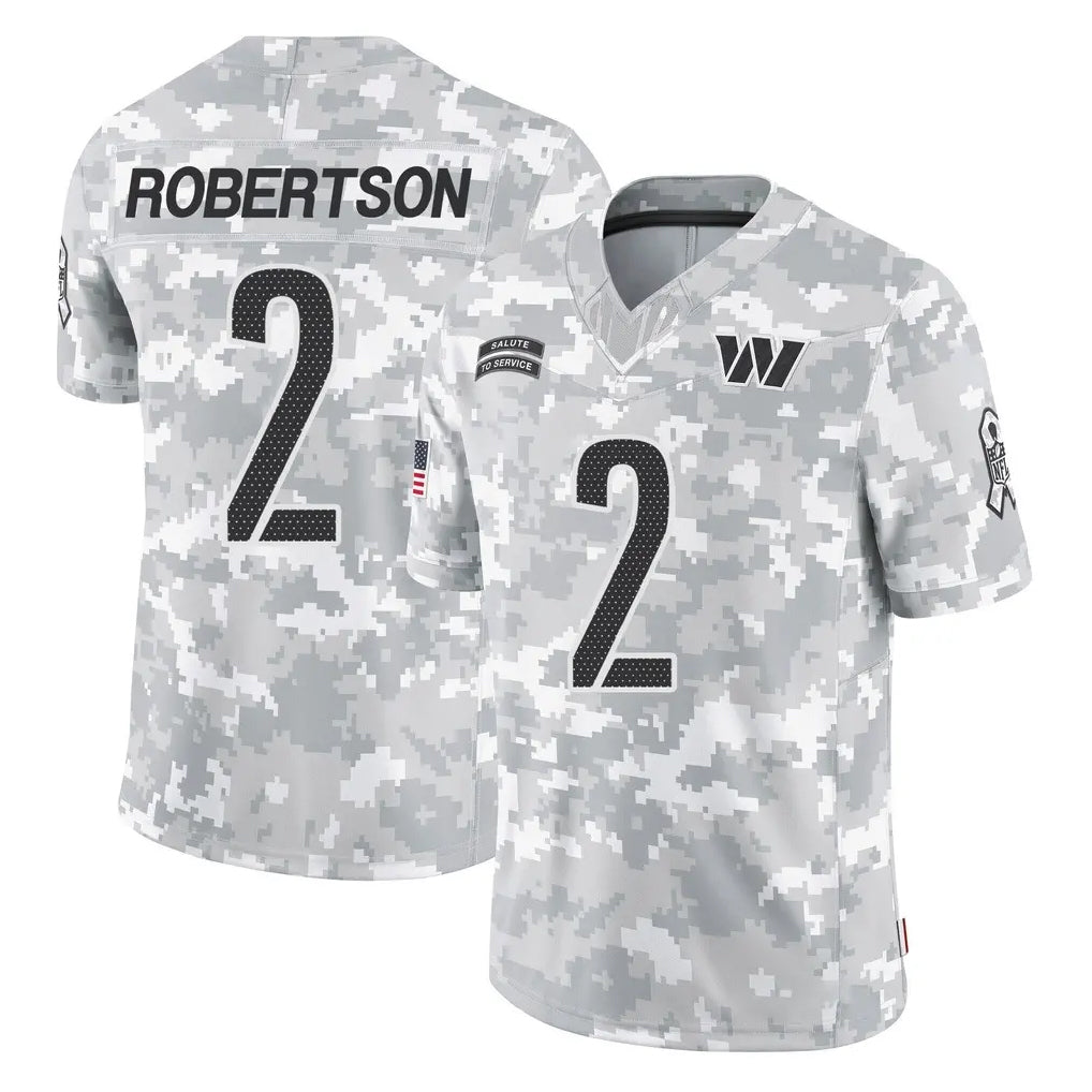 W.Commanders #2 Amik Robertson Player Arctic Camo Limited Salute To Service Home Game Edoa Stitched Jerseys