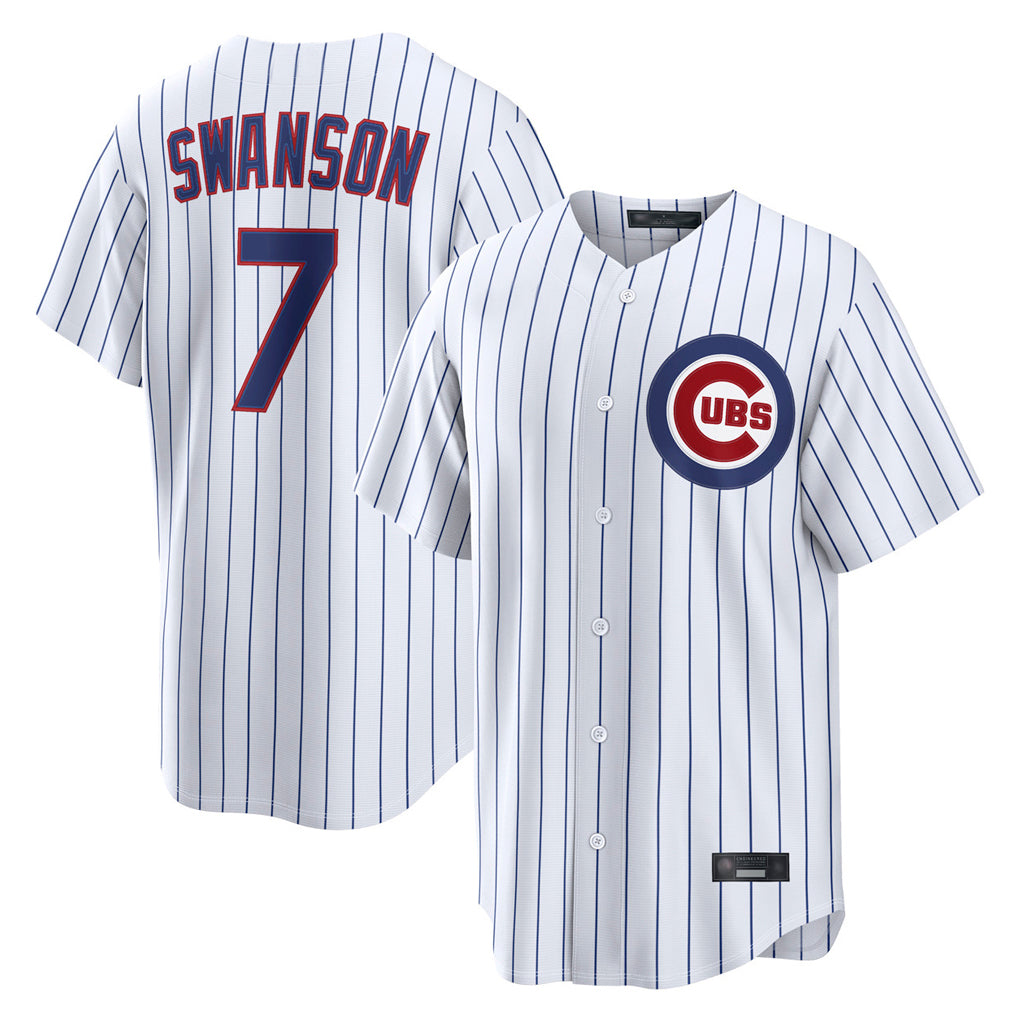 C.Cubs #7 Dansby Swanson Player White Game Home Edoa Stitched Jerseys