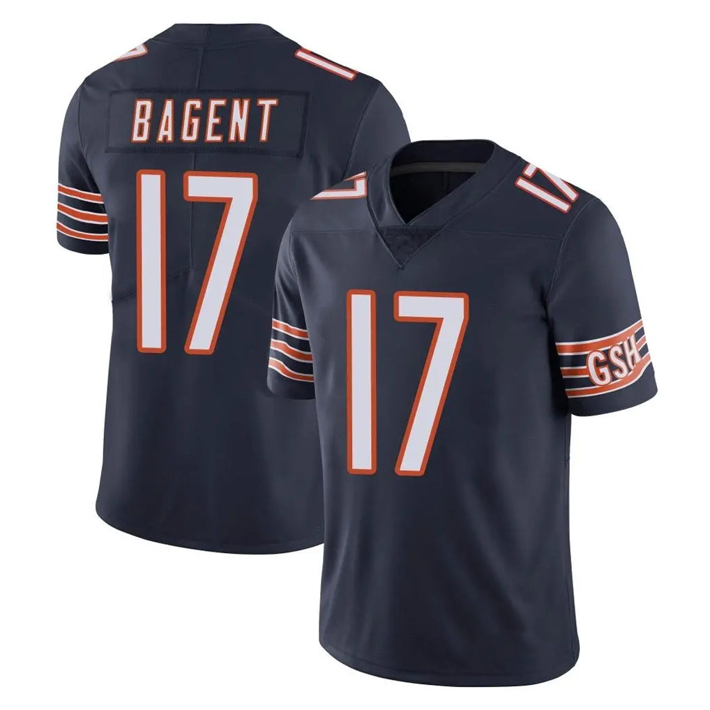 C.Bears #17 Tyson Bagent Player Navy Vapor Untouchable Limited Home Game Edoa Stitched Jerseys