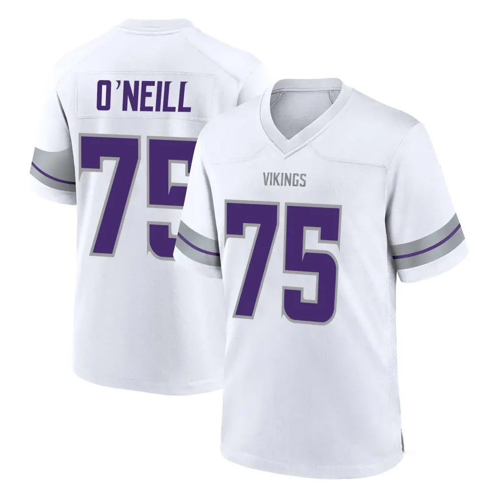 M.Vikings #75 Brian O'Neill Player White Alternate Home Game Edoa Stitched Jerseys
