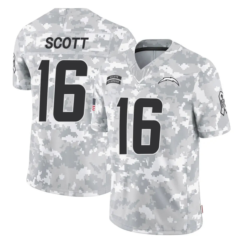 LA.Chargers #16 J.K. Scott Player Arctic Camo Salute To Service Limited Game Edoa Stitched Jerseys