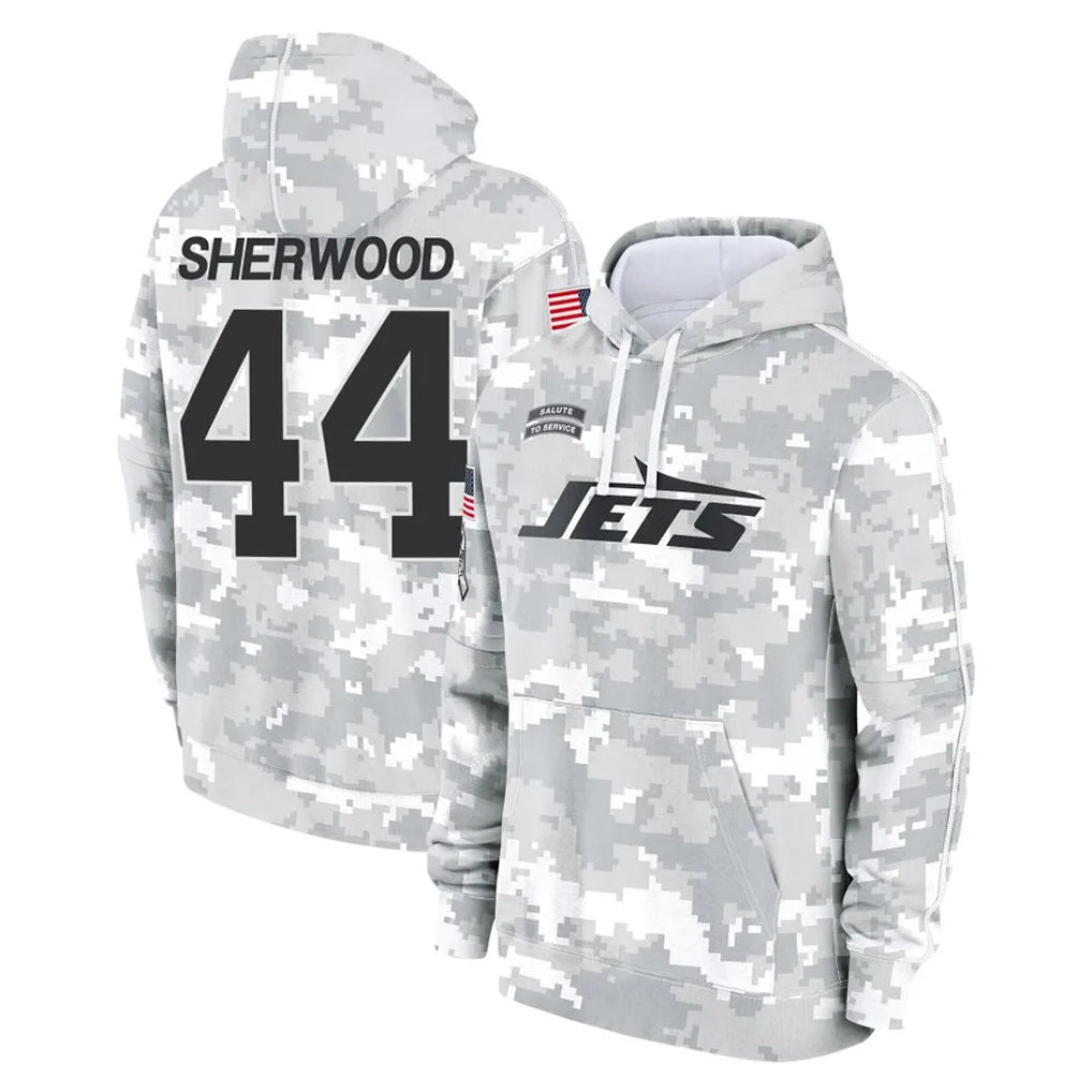 NY.Jets #44 Jamien Sherwood Player Arctic Camo Salute to Service Pullover Hoodies Limited Game Edoa Stitched Jerseys
