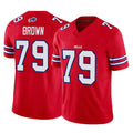 B.Bills #79 Spencer Brown Player Red Vapor F.U.S.E. Jersey Limited Home Game Edoa Stitched Jerseys