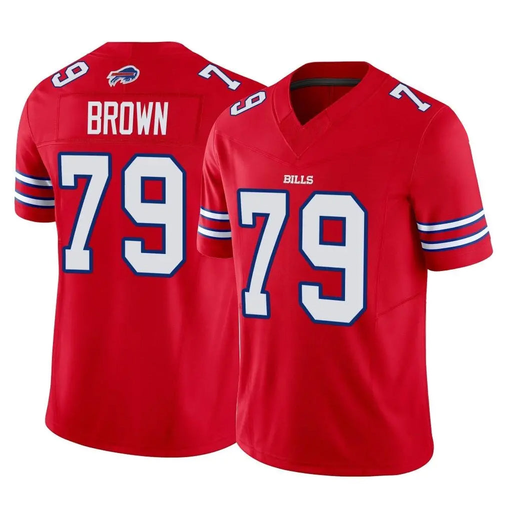 B.Bills #79 Spencer Brown Player Red Vapor F.U.S.E. Jersey Limited Home Game Edoa Stitched Jerseys