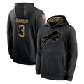 B.Bills #3 Damar Hamlin Player Black Salute to Service Hoodies Edoa Stitched Jersey