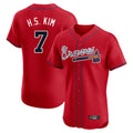 A.Braves #7 Ha-Seong Kim Player Red Limited Elite Home Game Edoa Stitched Jerseys