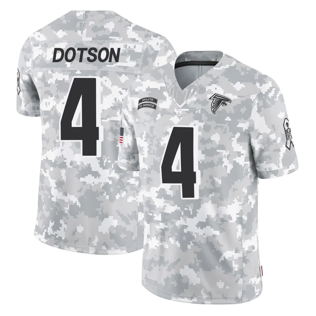 A.Falcons #4 Jahan Dotson Player Camo Salute to Service Limited Edoa Stitched Jerseys
