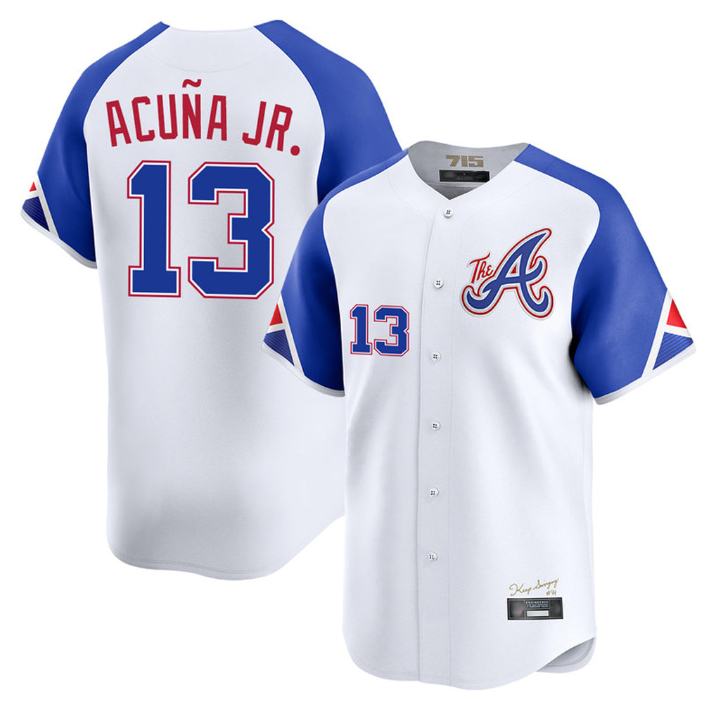 A.Braves #13 Ronald Acuna Jr Player White City Connect Limited Home Game Edoa Stitched Jerseys