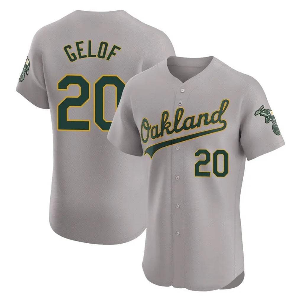 Athletics #20 Zack Gelof Player Gray Road Limited Elite Home Game Edoa Stitched Jerseys