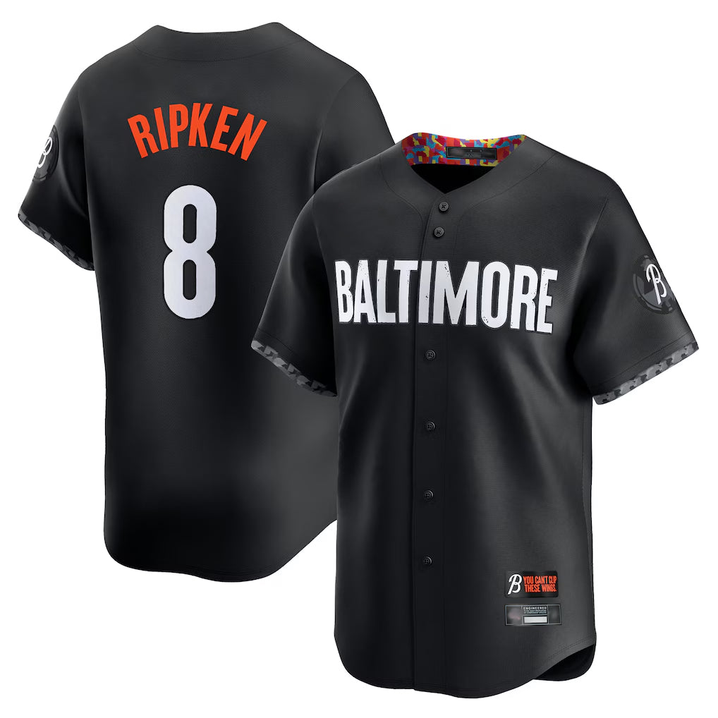B.Orioles #8 Cal Ripken Player Black City Connect Limited Home Game Edoa Stitched Jerseys