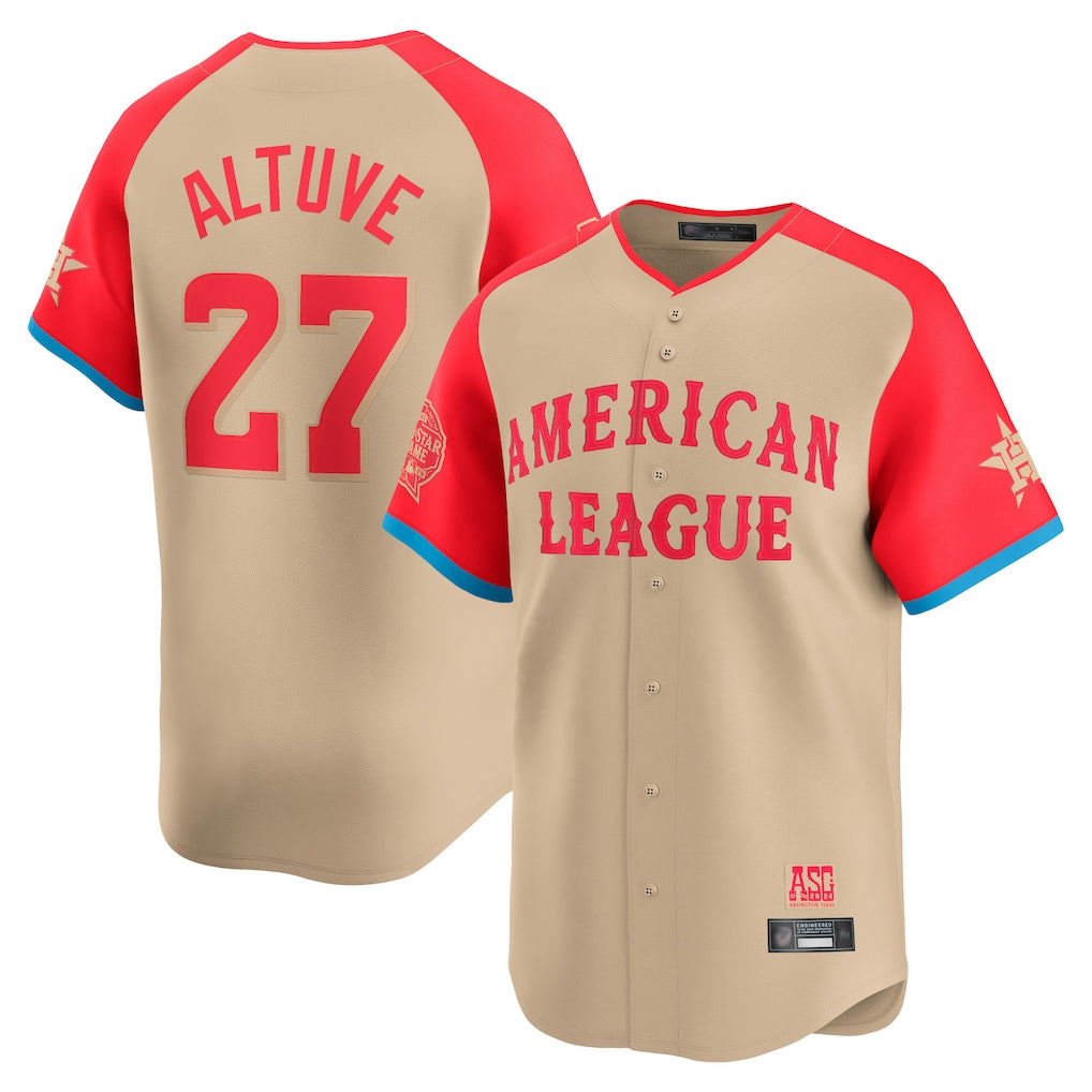 H.Astros #27 Jose Altuve Player Cream American League All-Star Game Limited Edoa Stitched Jerseys