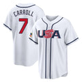 A.Diamondbacks #7 Corbin Carroll Player White USA 2026 World Classic Home Game Edoa Stitched Jerseys