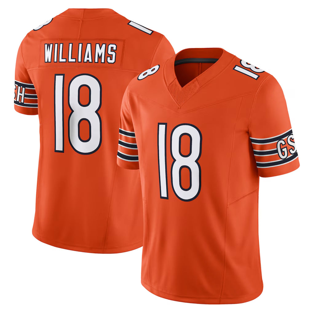 C.Bears #18 Caleb Williams Player Orange Vapor F.U.S.E. Limited Home Game Edoa Stitched Jerseys