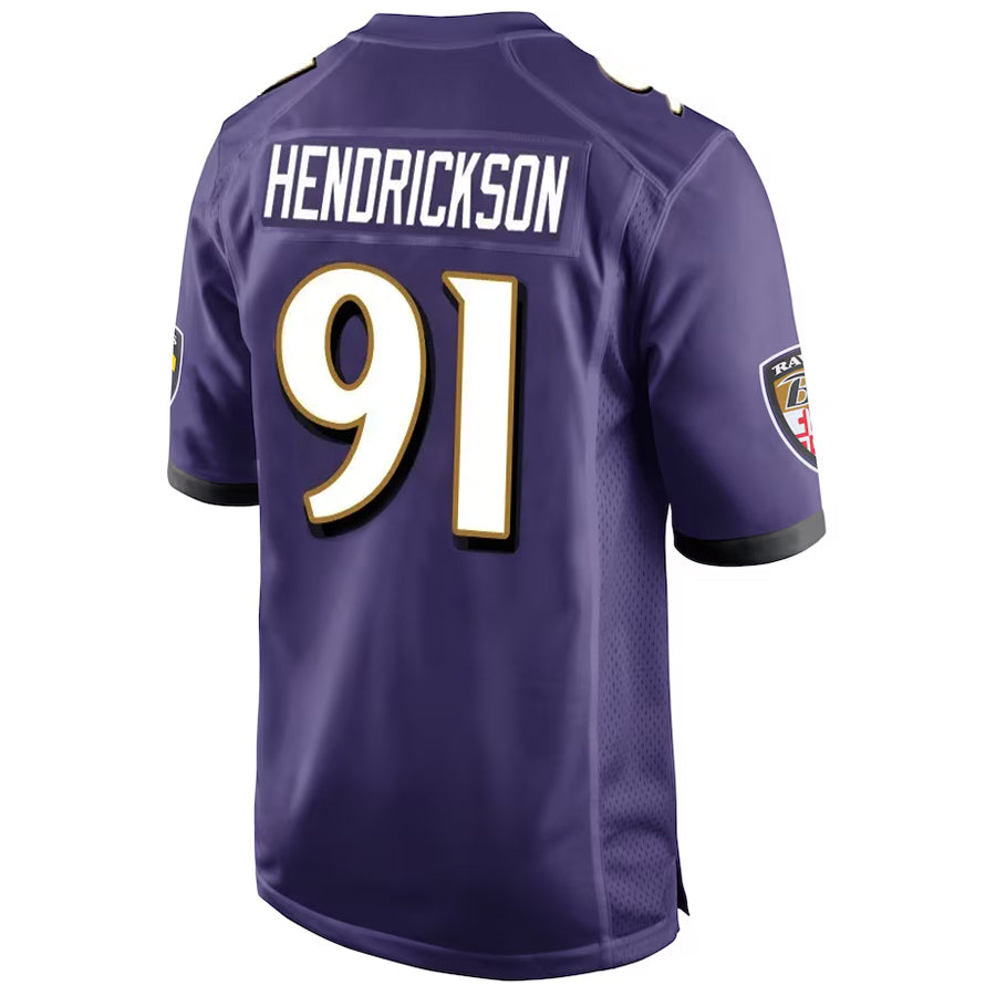 B.Ravens #91 Trey Hendrickson Player Purple Alternate Home Game Edoa Stitched Jerseys