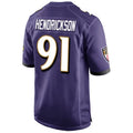 B.Ravens #91 Trey Hendrickson Player Purple Alternate Home Game Edoa Stitched Jerseys