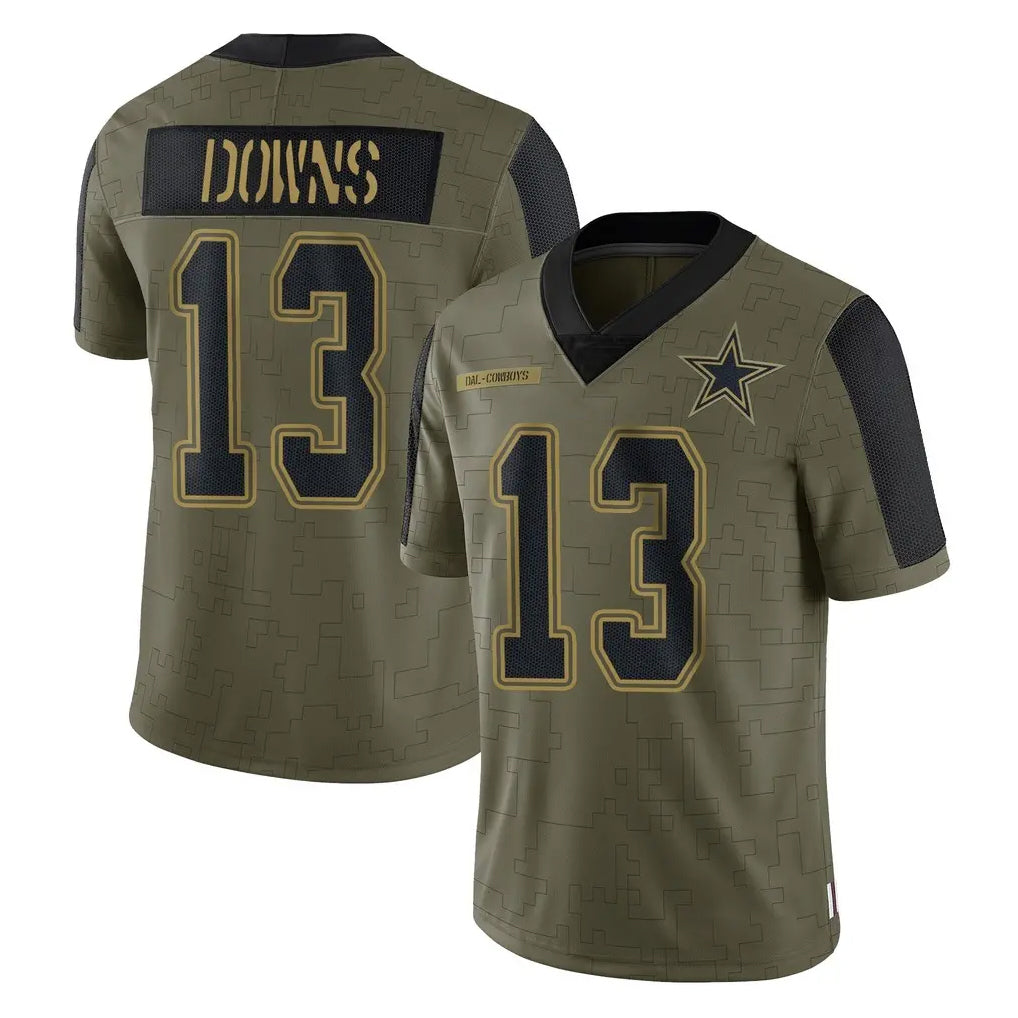 D.Cowboys #13 Caleb Downs Player Olive Salute to Service Limited Home Game Edoa Stitched Jerseys