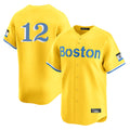 B.Red Sox #12 Connor Wong Player Yellow Limited Home Game Edoa Stitched Jerseys