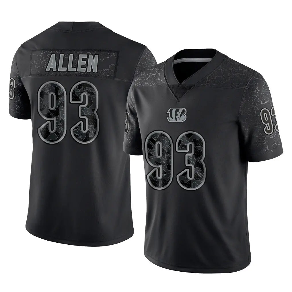 C.Bengals #93 Jonathan Allen Player Black Reflective Limited Game Edoa Stitched Jerseys