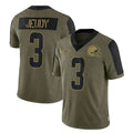 C.Browns #3 Jerry Jeudy Player Olive Salute to Service Limited Home Game Edoa Stitched Jerseys