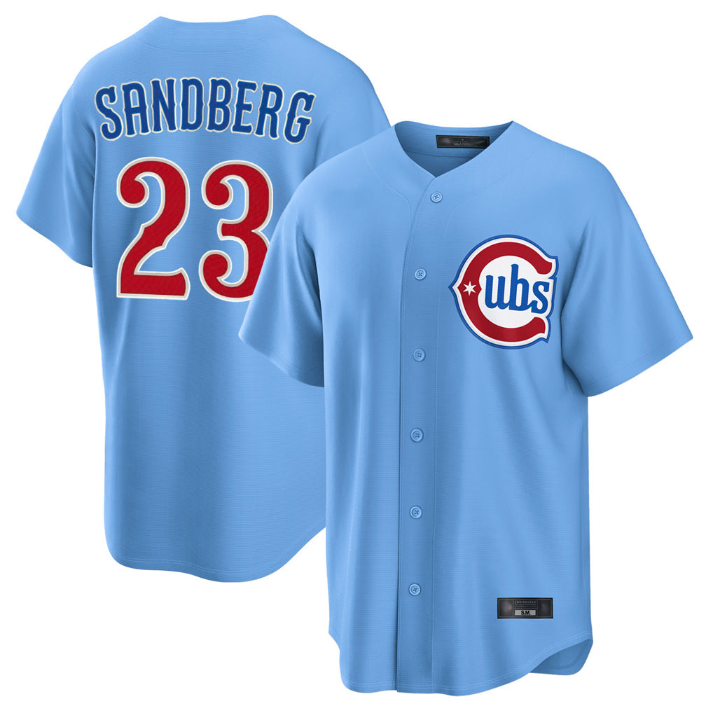 C.Cubs #23 Ryne Sandberg Player Light Blue Home Game Edoa Stitched Jerseys