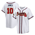 A.Braves #10 Chipper Jones Player White Gold Home Game Edoa Stitched Jerseys