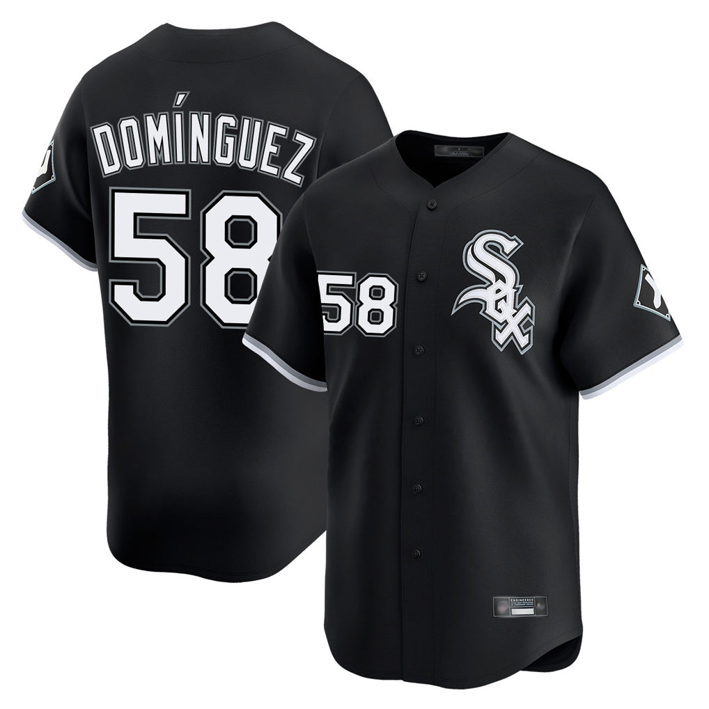 C.White Sox #58 Seranthony Dom¨ªnguez Player Black Limited Home Edoa Stitched Jerseys