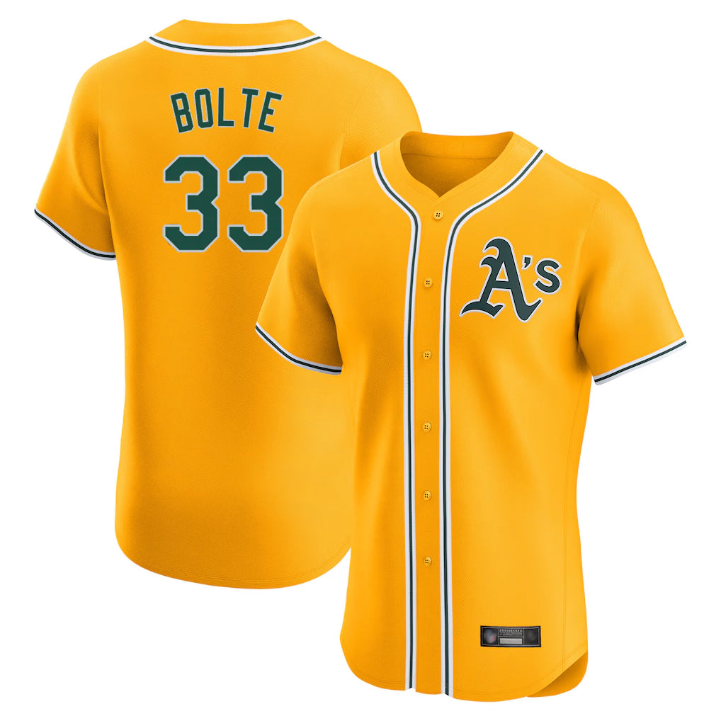 Athletics #33 Henry Bolte Player Gold Limited Elite Home Game Edoa Stitched Jerseys