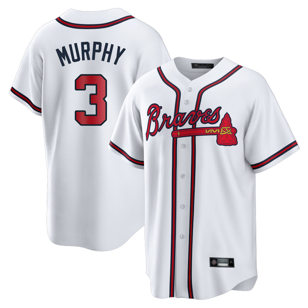 A.Braves #3 Dale Murphy Player White Home Game Edoa Stitched Jerseys