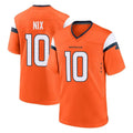 D.Broncos #10 Bo Nix Player Orange Home Game Edoa Stitched Jerseys