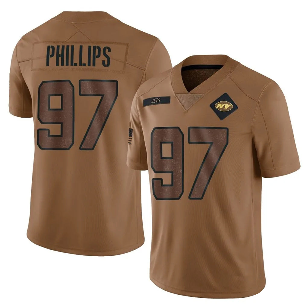 NY.Jets #97 Harrison Phillips Player Brown Salute To Service Limited Edoa Stitched Jerseys