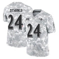 B.Ravens #24 Malaki Starks Player Arctic Camo Salute to Service Limited Edoa Stitched Jerseys