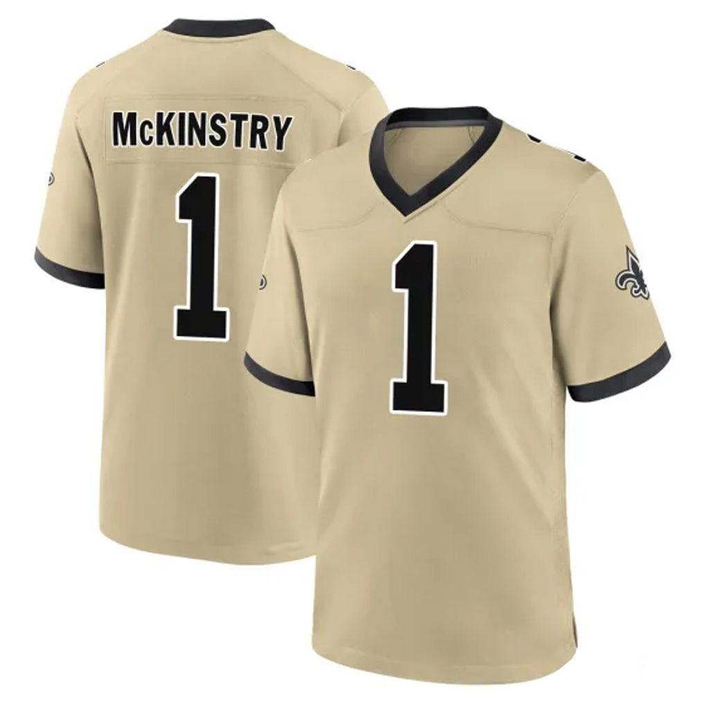NO.Saints #1 Kool-Aid McKinstry Player Gold Home Game Edoa Stitched Jerseys