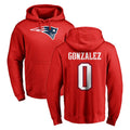NE.Patriots #0 Christian Gonzalez Player Red LOGO Pullover Hoodies Home Game Edoa Stitched Jerseys