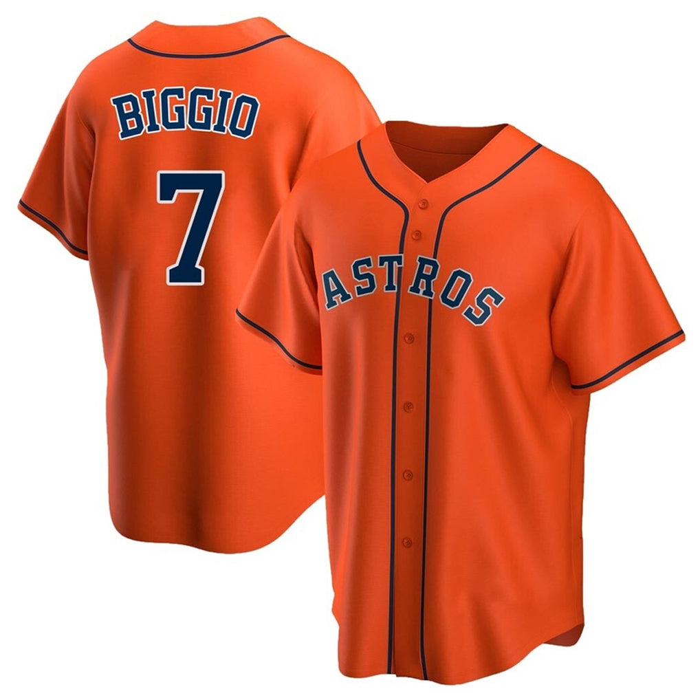 H.Astros #7 Craig Biggio Player Orange Home Game Edoa Stitched Jerseys