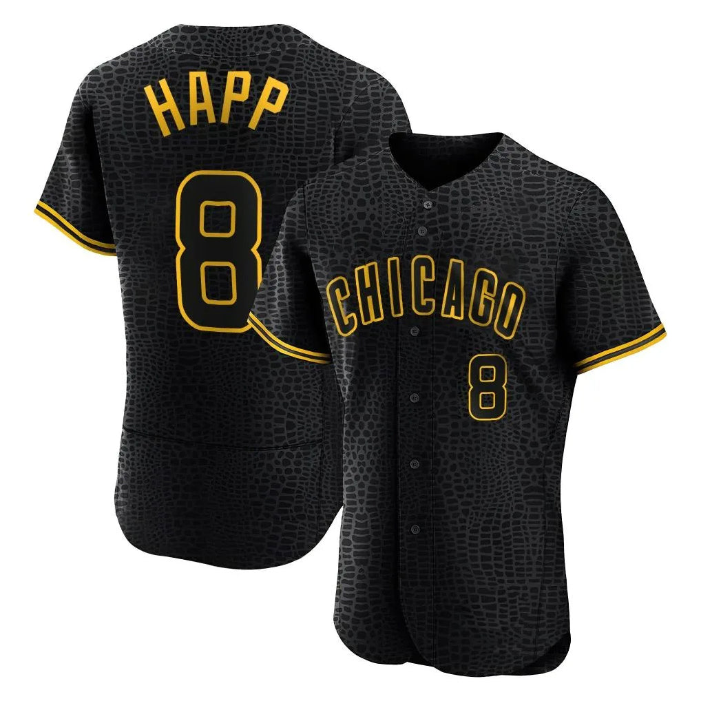 C.Cubs #8 Ian Happ Player Black Snake Skin City Limited Elite Home Game Edoa Stitched Jerseys