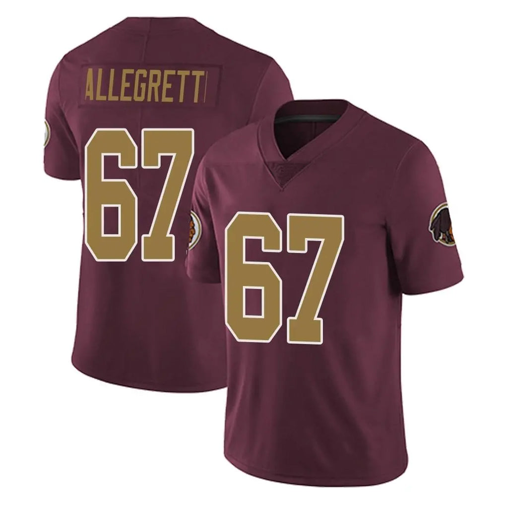 W.Commanders #67 Nick Allegretti Player Burgundy Alternate Vapor Untouchable Home Game Edoa Stitched Jerseys