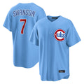 C.Cubs #7 Dansby Swanson Player Light Blue Home Game Edoa Stitched Jerseys